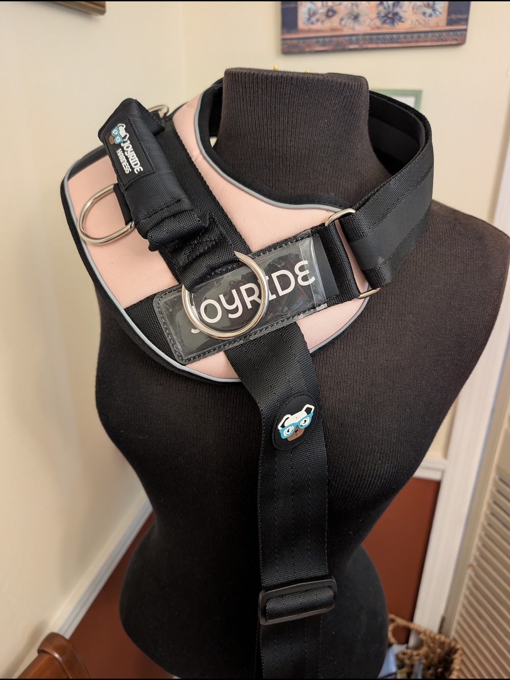 JOYRIDE Soft Padded Dog Harness in Blush Pink and Black